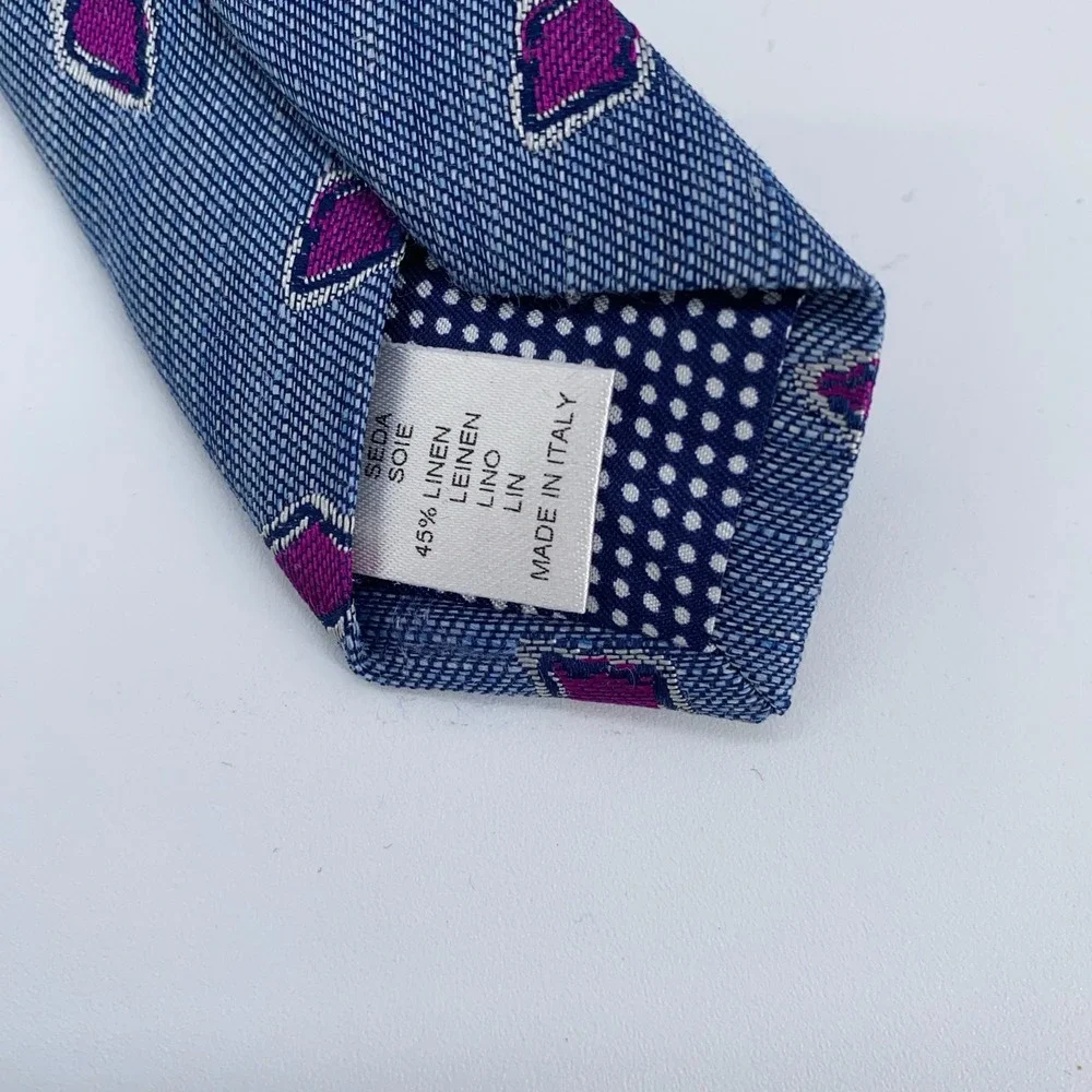Eton Tie Mens One Size Blue Pink Patterned Luxury Classic Necktie Italy Made NWT